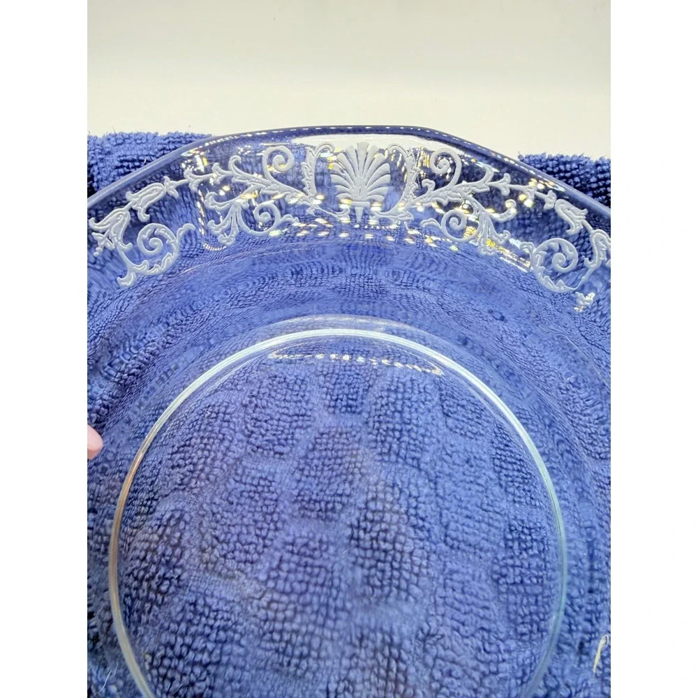 Vintage Fostoria Azure Versailles Pattern glass bread plates set of 5